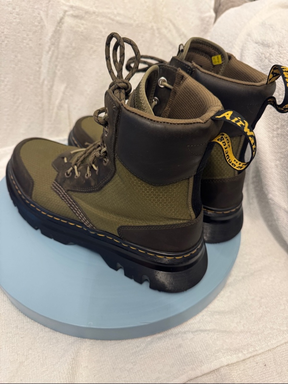 Dr. Martens Tarik Olive Green and Brown Lace-Up Combat Boots - Picture 4 of 6